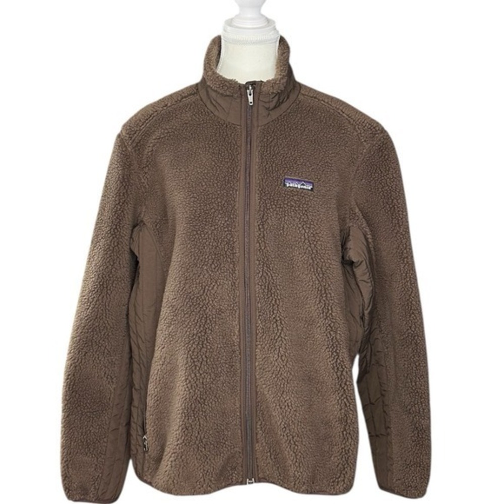 Patagonia Womens Retro-X Fleece Jacket Alpaca Brown XL Full Zip Mock Neck 23055